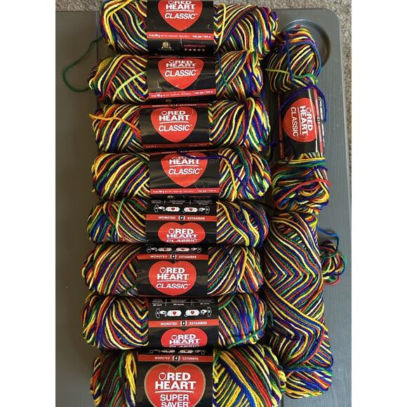 Red Heart Classic Yarn Mexicana RAINBOW COLOR -multiple Skeins & Size Lot - Picture 1 of 7